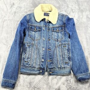 Top Man Men's Denim Sherpa Collar Trucker‎ Jacket Lined XSmall Chest 34-36